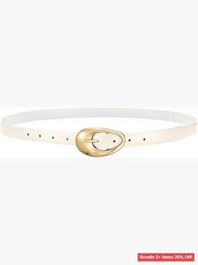 Skinny Faux Leather Belt with Metal Buckle Adjustable 28-43 Inch Waist